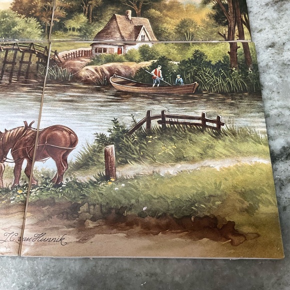 J.C. Van Hunnik scenic landscape tiles (set of four) Made in England vintage - Picture 5 of 14